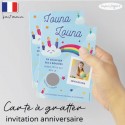 Carte à gratter invitation anniversaire arc en ciel