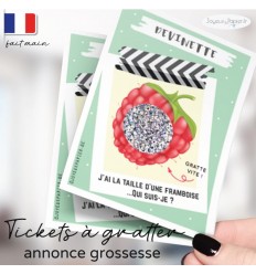 Carte a gratter annonce grossesse framboise taille fruit bébé