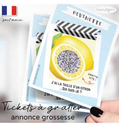 Carte a gratter annonce grossesse citron taille fruit bebe