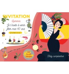 Carte à gratter invitation anniversaire ambiance Espagne