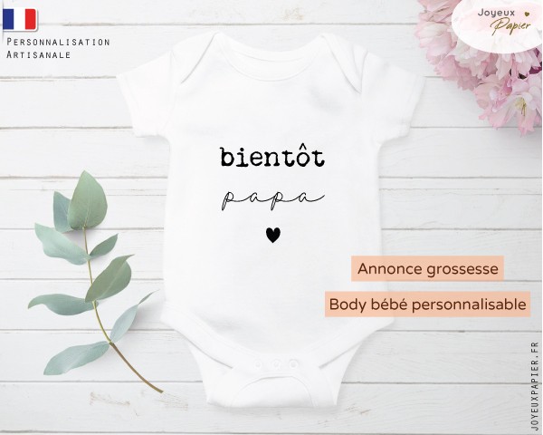 Body Naissance, body personnalisé, annonce de grossesse au papa, annonce  grossesse, tu vas être papa ! Cadeau papa, Body sur mesure