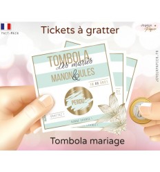Ticket tombola carte à gratter mariage personnalisé