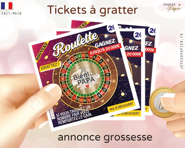 Ticket carte à gratter - annonce grossesse, bientôt bébé - marraine et  parrain - Un grand marché