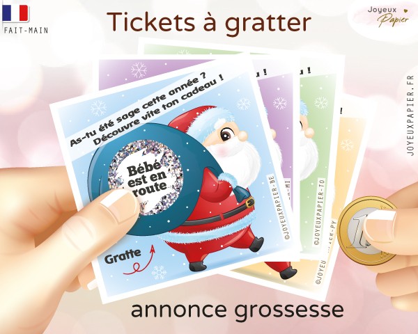 Ticket A Gratter Annonce Grossesse Cadeau De Noel En Famille Magie