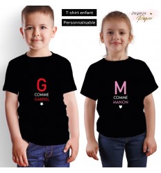 T-shirt enfant lettre alphabet comme... personnalisable