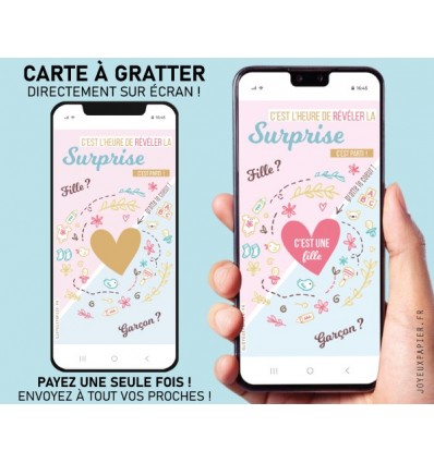 carte à gratter digitale surprise fille ou garçon