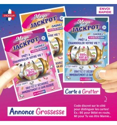 Carte a gratter annonce grossesse ticket modèle 777 jackpot