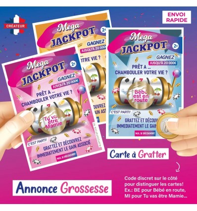 Carte a gratter annonce grossesse mega jackpot