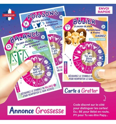 carte a gratter annonce grossesse astro