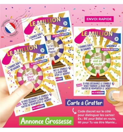 annonce grossesse carte a gratter million