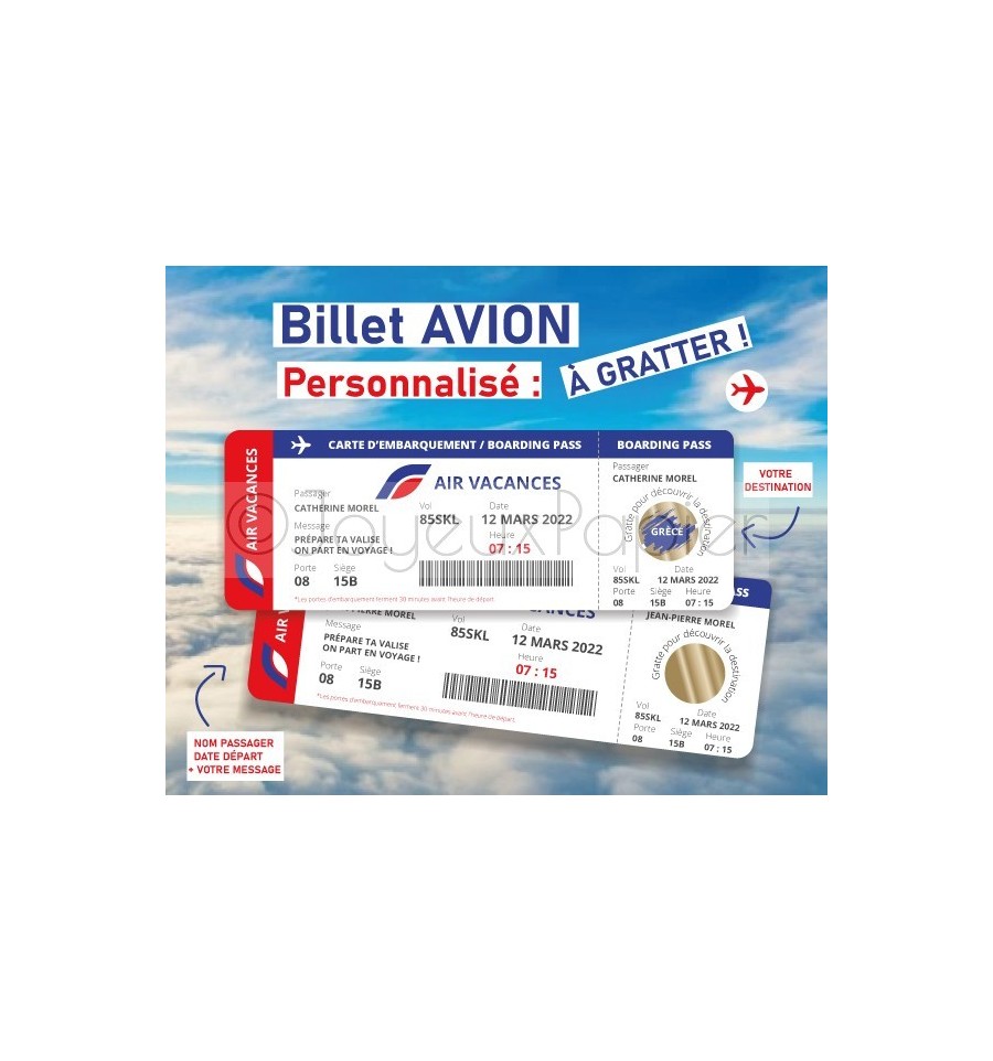 Conception modifiable carte d'embarquement billet surprise