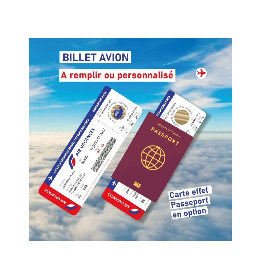 Billet d'avion géant personnalisable Blanc & Or - Evenementiel