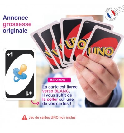 Carte pour jeu UNO annonce grossesse surprise