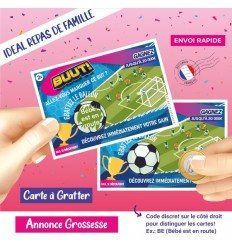 Carte à gratter annonce grossesse BUUT penalty foot : tu vas être tonton, papy...