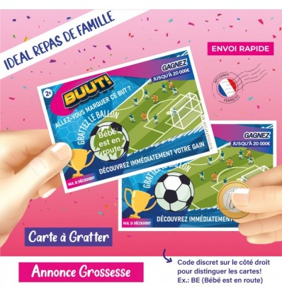 Carte à gratter annonce grossesse penalty foot : tu vas être tonton