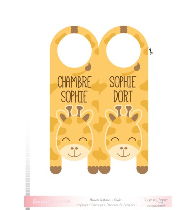 Pancarte de porte personnalis e imprimer girafe chambre b b Pancarte de porte personnalis e imprimer girafe chambre b b