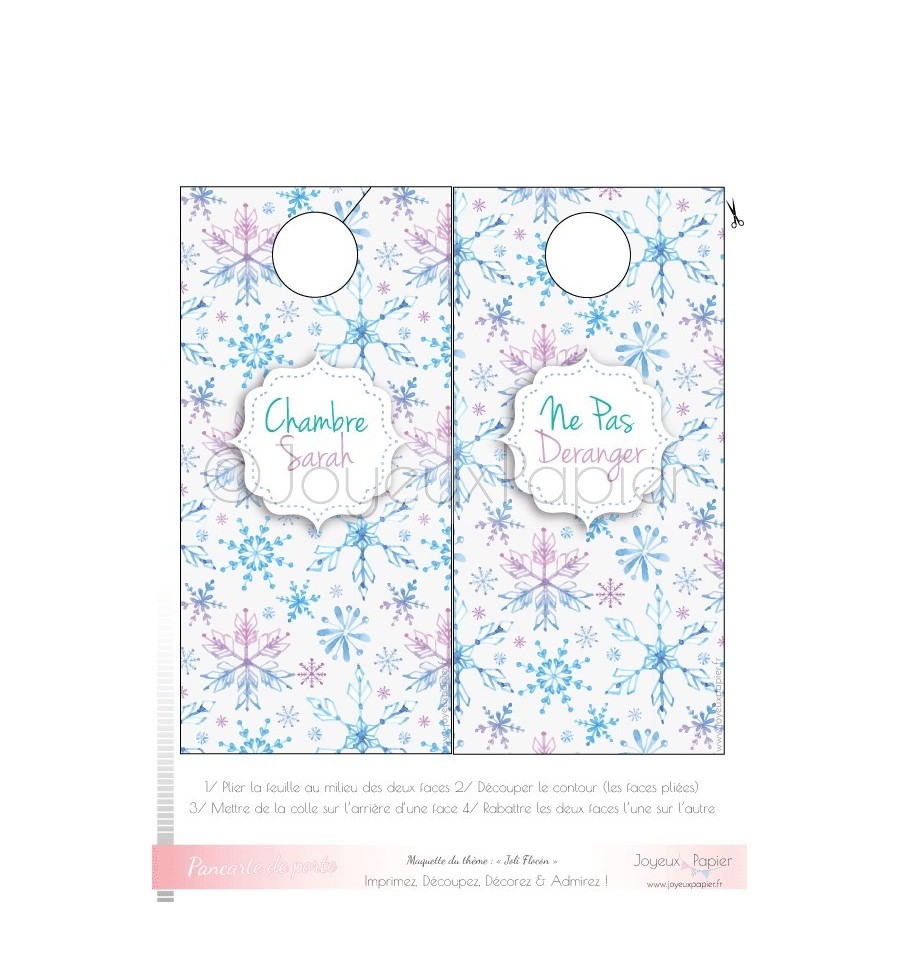 Pancarte de porte personnalis e imprimer Joli flocon Pancarte de porte personnalis e imprimer Joli flocon