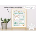 Affiche naissance mouton gris vert