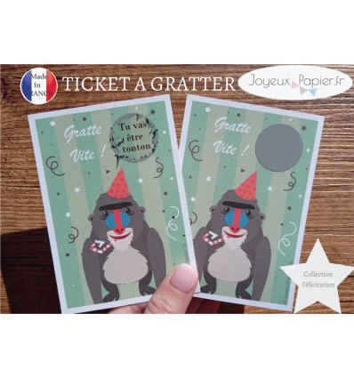 Ticket mini carte à gratter annonce grossesse modèle cerf de noël tu vas être tonton