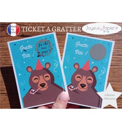 Ticket mini carte à gratter annonce grossesse père noël tu vas être papy