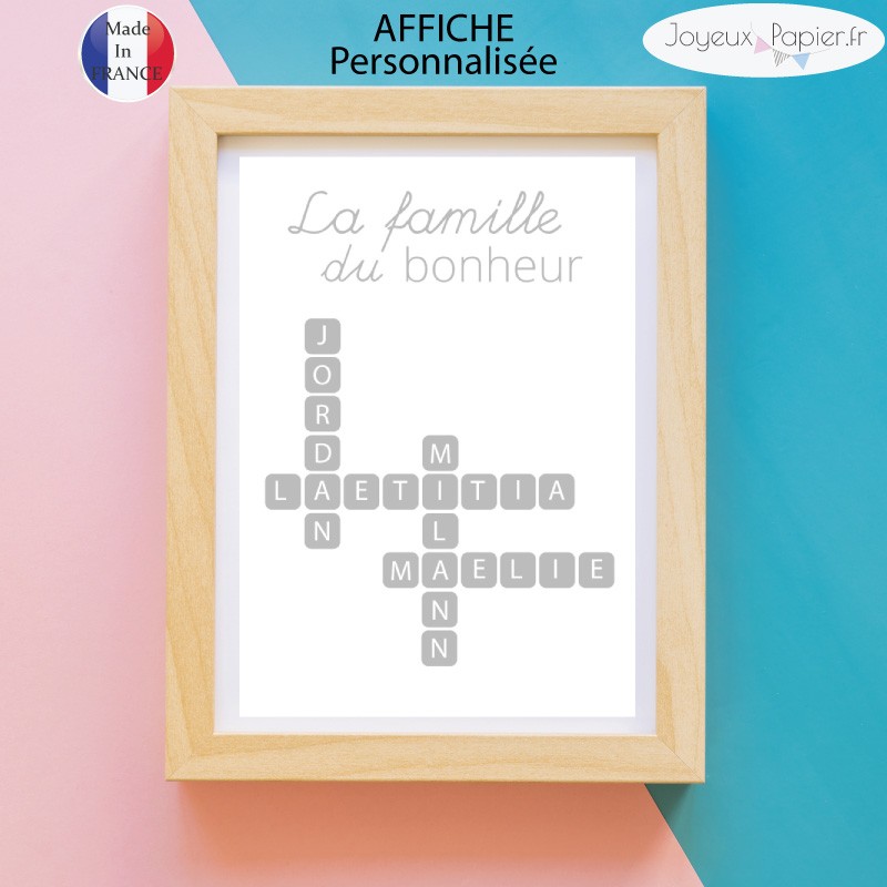 Cadre Famille  Notre Famille, Fabrique à souvenirs depuis toujours -  Prénom façon scrabble