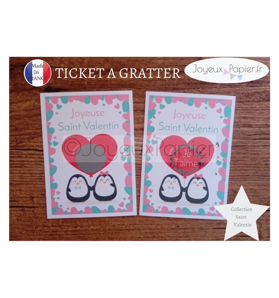 Carte à gratter coeur  Joyeuse Saint Valentin