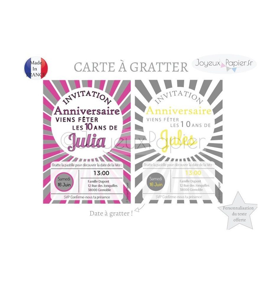 Carte d'invitation anniversaire à personnaliser - Funbooker