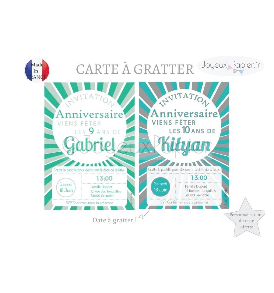 Épinglé sur Cartes à gratter invitation anniversaire