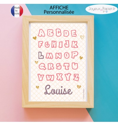 Affiche personnalisée alphabet prénom enfant apprendre les lettres