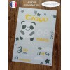 Affiche naissance panda gris jaune