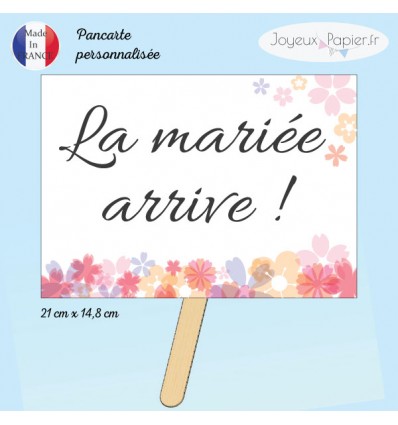Pancarte Personnalisee La Mariee Arrive Modele Floral