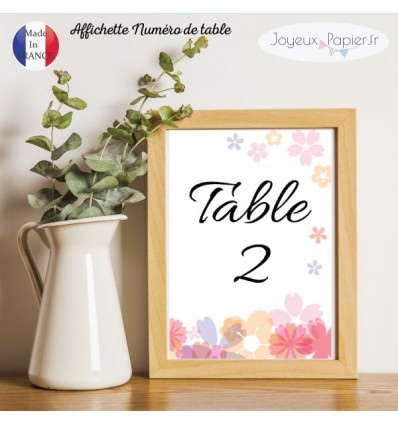 affiche numéro de table mariage