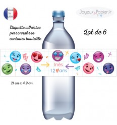 Etiquette adhésive personnalisée contours de bouteille émoji