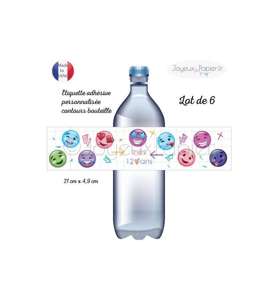 Etiquette autocollante contours de bouteille déco émoticone émoji