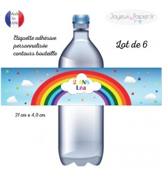 Etiquette autocollante personnalisée tour de bouteille arc en ciel