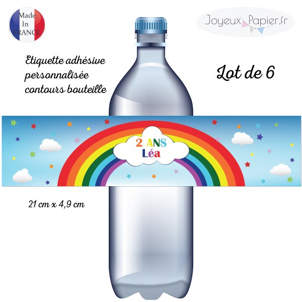 Etiquette Cadeau Anniversaire Licorne Arc-en-ciel, bords biseautés