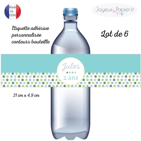 Etiquette autocollante pour bouteille anniversaire petit garçon