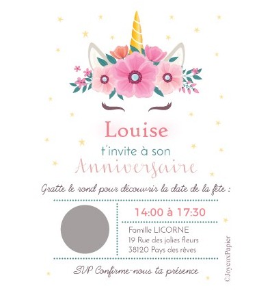 carte à gratter invitation