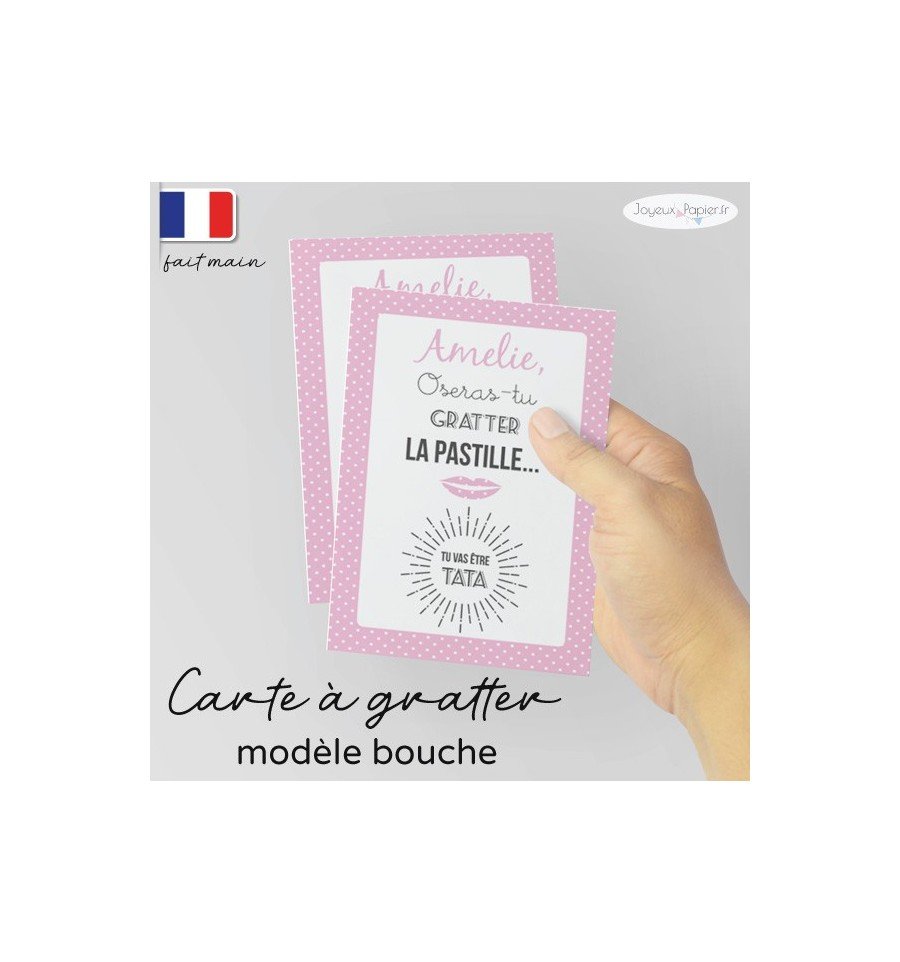 Carte à gratter annonce grossesse modèle bouche