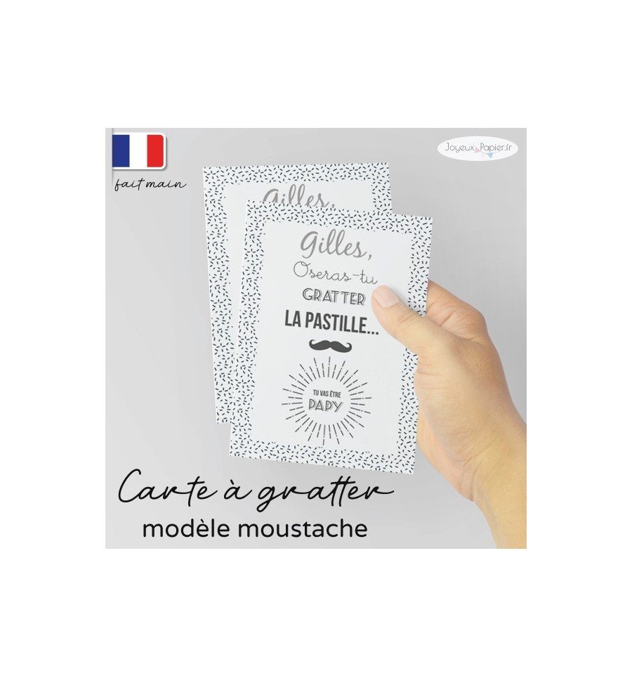 Carte à gratter Tu vas être Papa / Papy.. modèle moustache