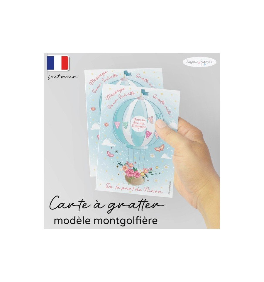 Carte à gratter demande marraine modèle montgolfière