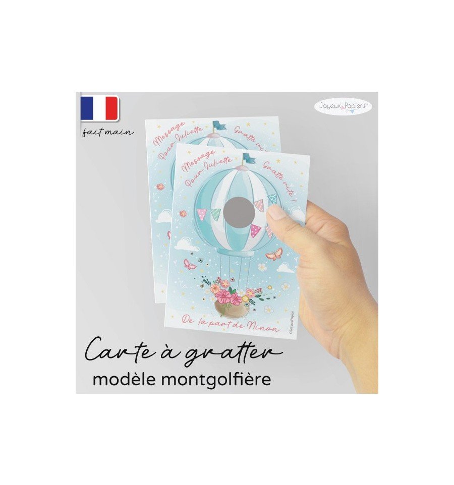 Carte à gratter demande marraine modèle montgolfière
