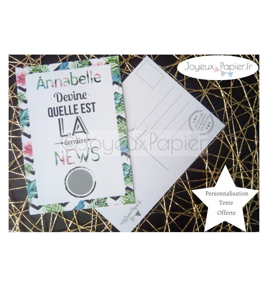 Carte à gratter Tu vas être Tata / Mamie.. modèle tropical