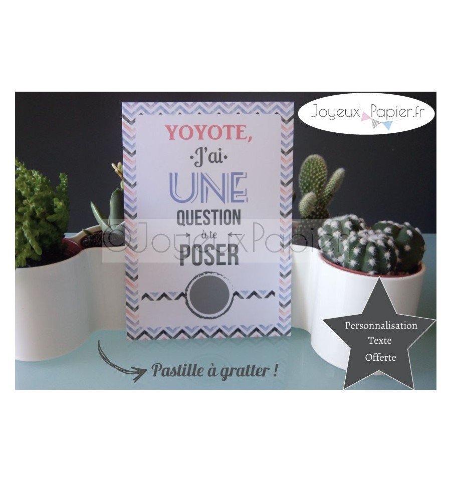 Carte à gratter demande témoin de mariage modèle zig zag