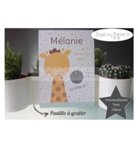 Carte à gratter demande parrain marraine modèle girafe
