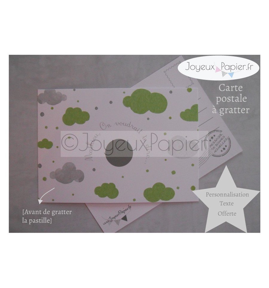 Carte à gratter annonce sexe bébé modèle nuage