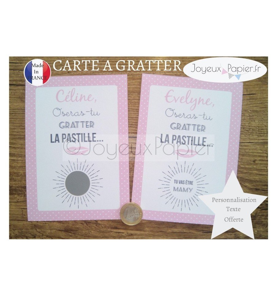 Carte à gratter annonce grossesse bouche