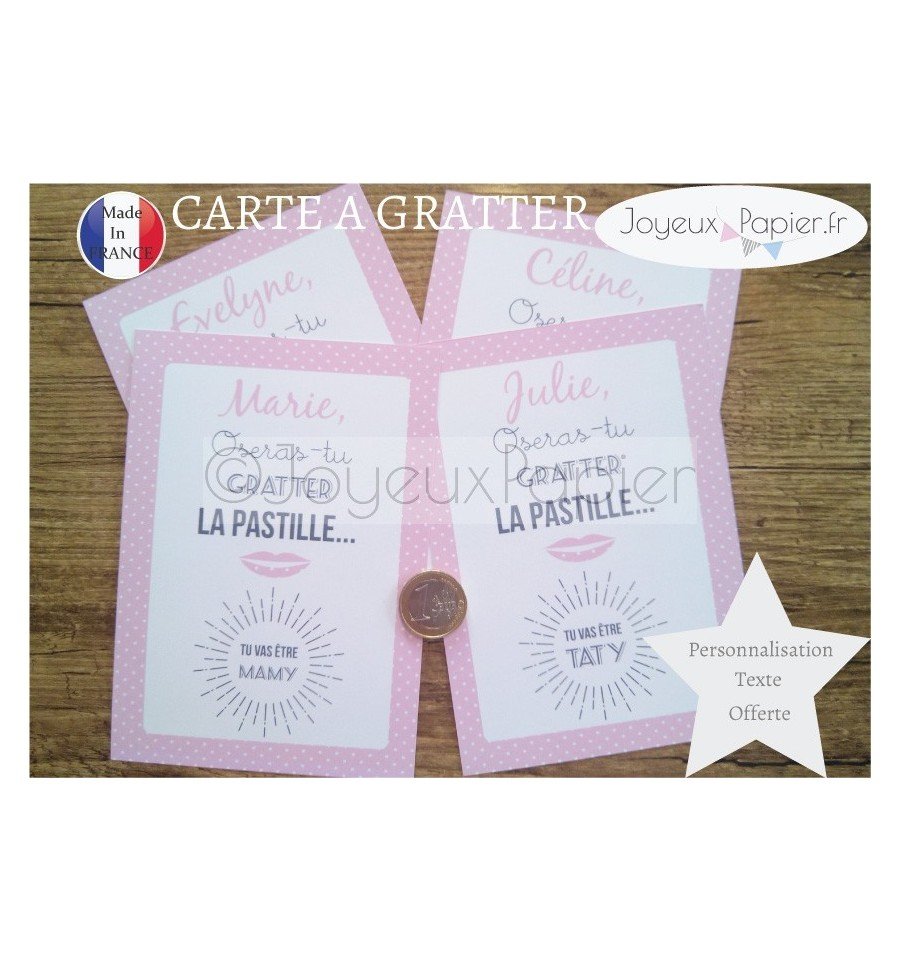 Carte à gratter annonce grossesse bouche