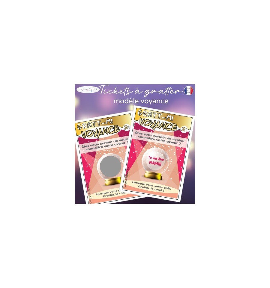 Ticket Carte à gratter annonce grossesse modèle voyance