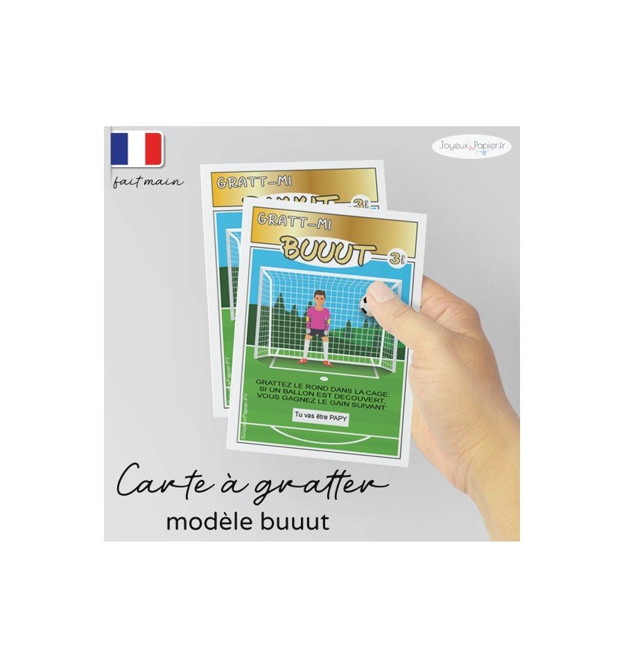 grande carte jeu à gratter personnalisé annonce grossesse modèle but foot